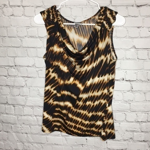 WORTHINGTON Stretch waterfall black sleeveless top - Picture 3 of 7